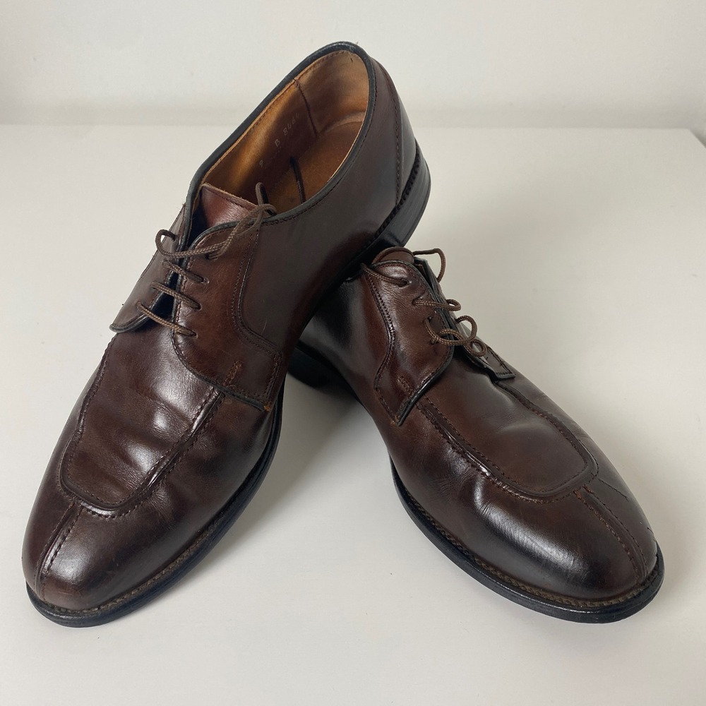 Allen Edmonds Hancock Mens 9 B Brown Leather Split Toe Derby Dress Shoes 8464
